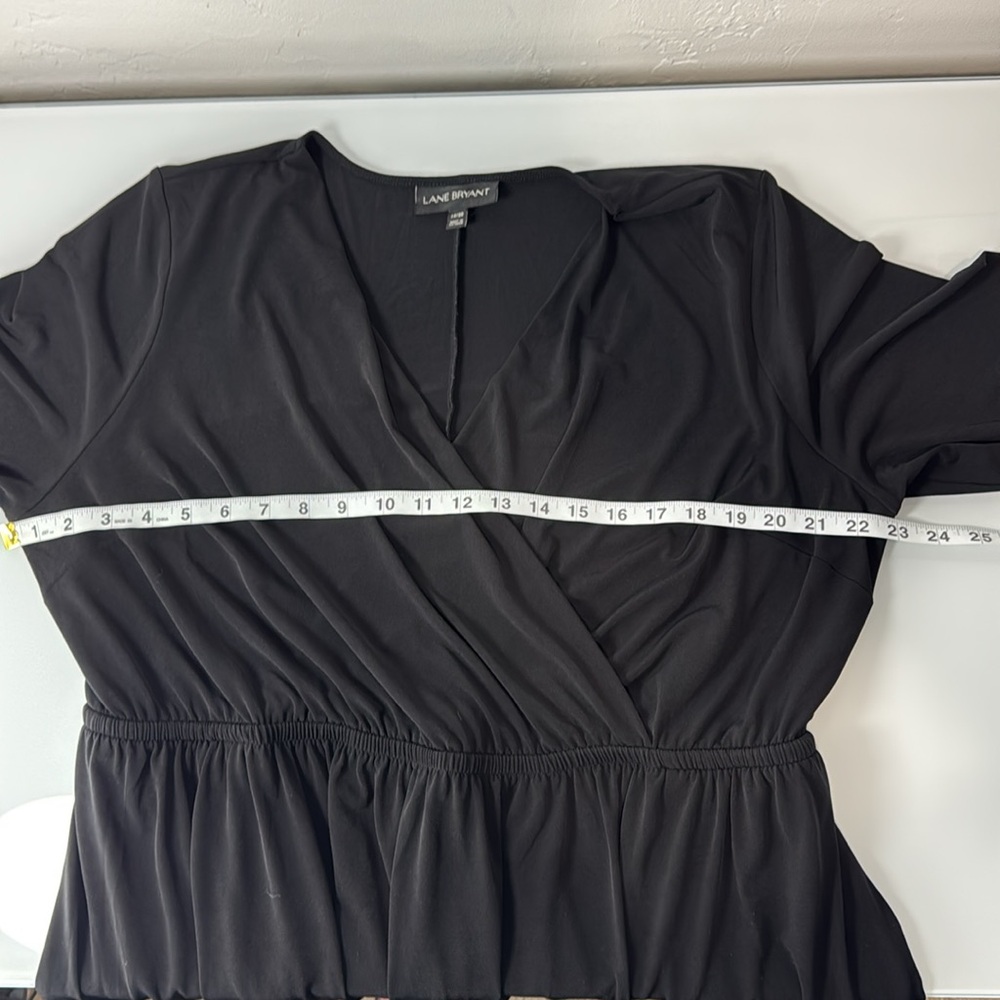 Lane Bryant black 3/4-Sleeve Surplice Fit & Flare Dress 18/20. - Picture 11 of 13